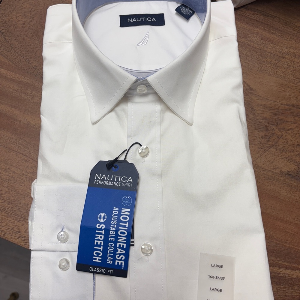Nautica Men's White Performance Dress Shirt